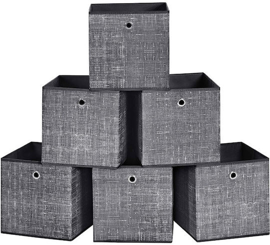 Songmics Υφασμάτινο Κουτί Αποθήκευσης Γκρι 30x30x30cm 6τμχ