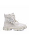 Exe Kids Patent Leather Anatomic Military Boots with Lace White