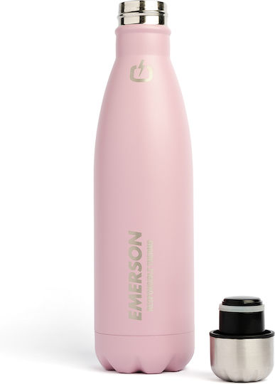Emerson Recycelbar Flasche Thermosflasche Rostfreier Stahl BPA Frei 500ml Warm Pink mit Stroh
