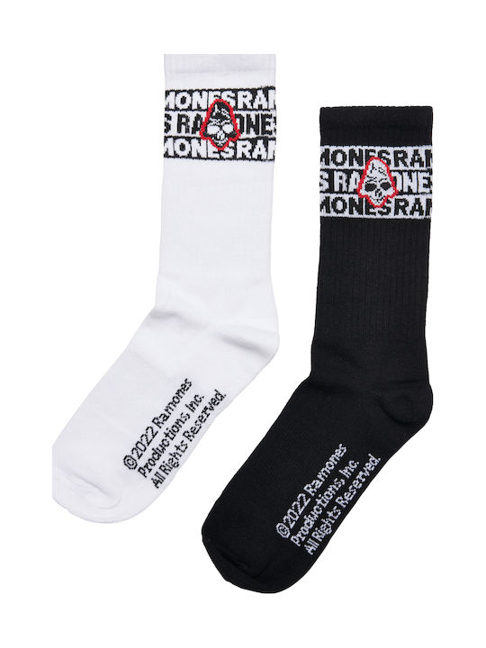 Merchcode Ramones Skull Șosete cu Model Black / White 2Pachet