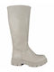 Leather Women's Boots with Zipper Beige