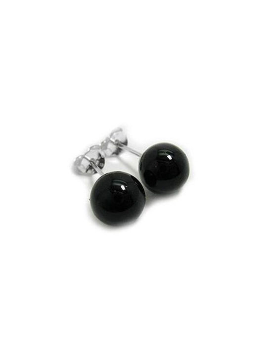 Earrings black pearls and clasp 8mm