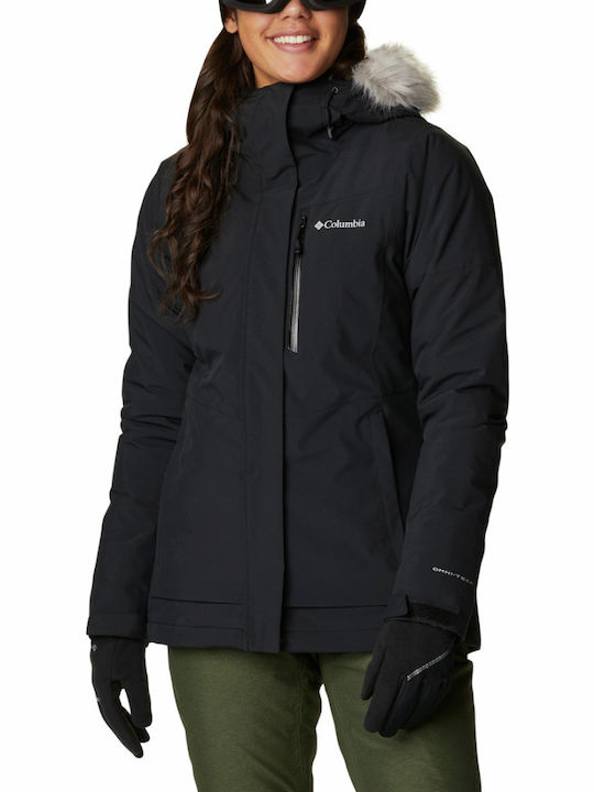 Alpine Insulated Women's for Hiking Short Parka Jacket for Winter with Hood Black