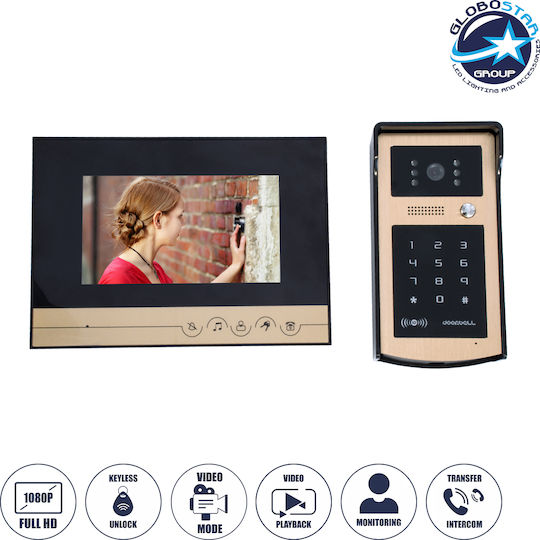GloboStar Wireless Video Intercom Set Wi-Fi Black