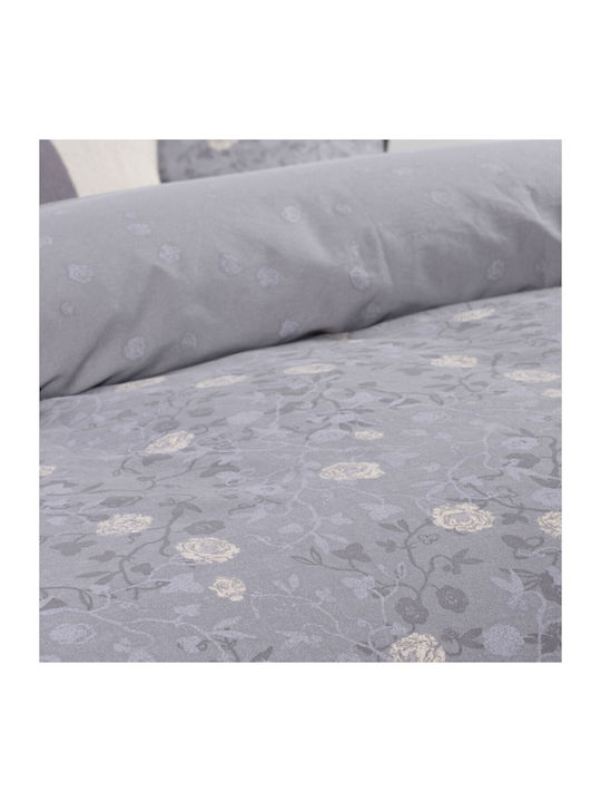Nef-Nef Homeware Cotton Duvet Cover Set 240x230cm King Size With 2 Pillowcases Liliana 23 Grey