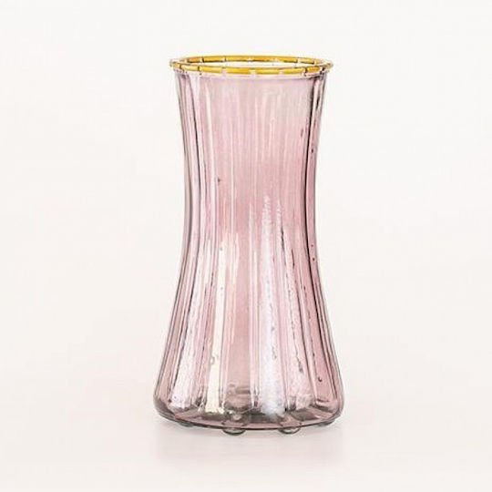 Eurolamp Βάζο Γυάλινο Μωβ Φ12.4xΥ24cm