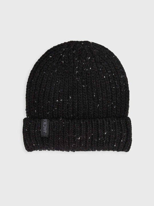 Beanie Ανδρικός Σκούφος με Rib Πλέξη σε Μαύρο χρώμα