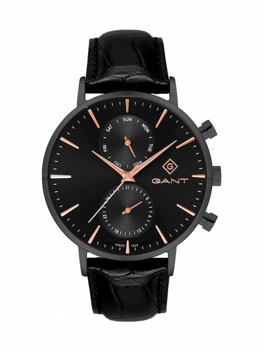 Gant Park Hill Day-Date II Men's Watch 43.5mm Battery with Black Leather Strap