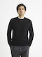 Celio Bepic Herren Langarm-Pullover Schwarz