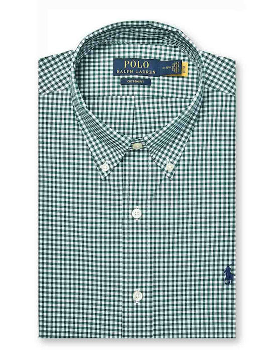 Ralph Lauren Men's Checked Shirt with Long Sleeves Regular Fit Green