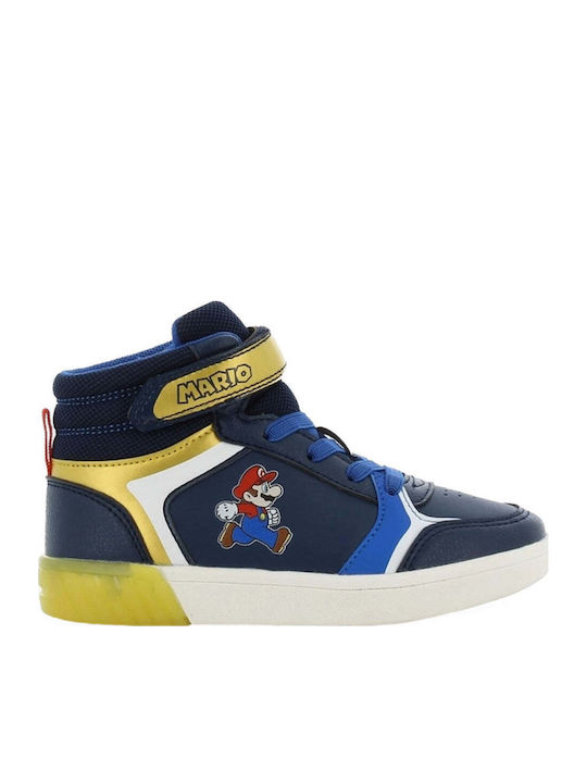 Παιδικά Sneakers High με Σκρατς & Φωτάκια Μπλε