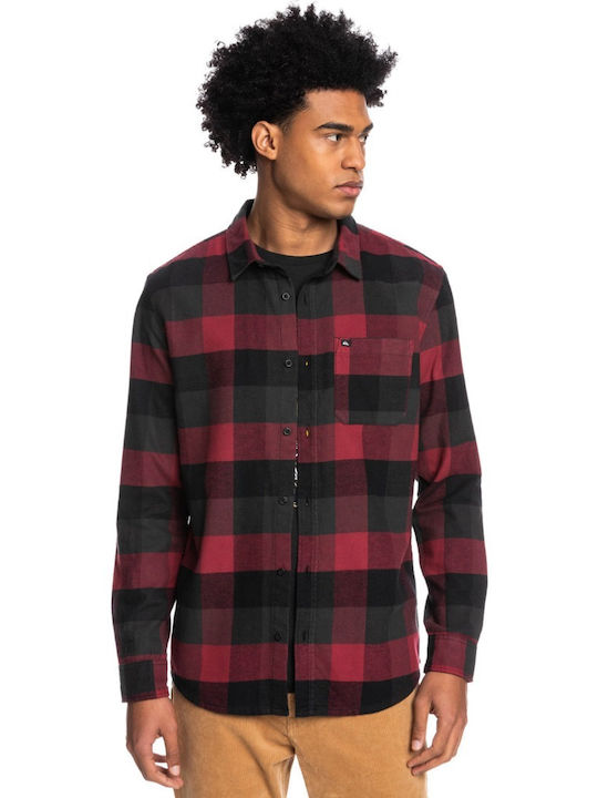 Motherfly Long-sleeved Flannel Shirt Checked Burgundy