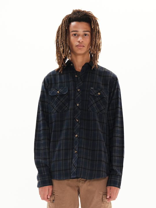 Emerson Langärmlig Flanell Hemd Geprüft Marineblau