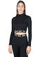 Kendall + Kylie Damen Crop Top Rollkragenpullover Langarm Schwarz