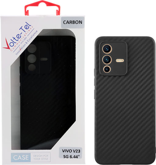 Volte-Tel Carbon Задна корица Силикон Черен (Vivo V23 5G)