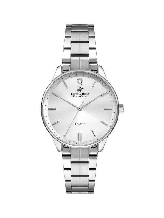 Beverly Hills Polo Club Diamonds Watch with Silver Metal Bracelet