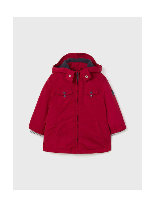 Mayoral Kids Parka Long with Lining & Protection Hood Red