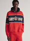 Crest Shield Sweatshirt with Hood Ruby Red