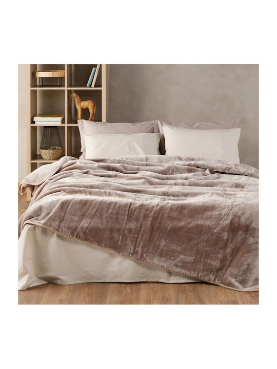 Kentia Notte Velvet Blanket Double 220x240cm Beige
