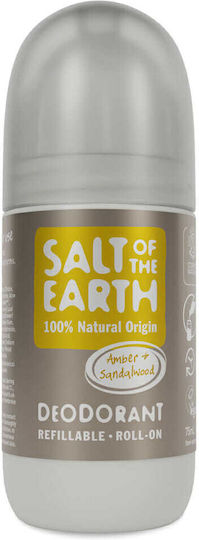 Salt of the Earth Amber & Sandalwood Refillable Φυσικό Αποσμητικό σε Roll-On Χωρίς Αλουμίνιο 75ml