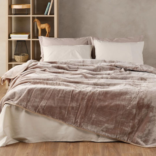 Kentia Notte Κουβέρτα Βελουτέ King Size 260x240εκ. Beige