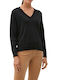 S.Oliver Damen Langarm Pullover Baumwolle mit V-Ausschnitt Schwarz