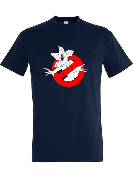 T-shirt Unisex " Stranger Things, Demogorgon Buster ", French Navy