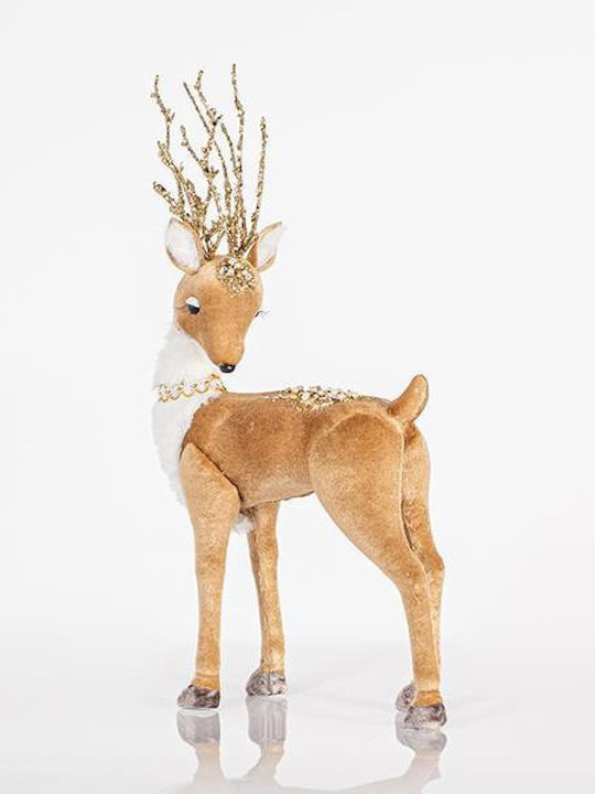 Eurolamp Christmas Fabric Figure Deer Gold Height 39cm Glitter