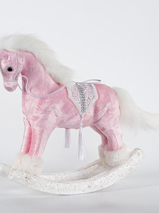 Eurolamp Weihnachtliche Stoff Figur Pferd Rosa Höhe 38cm