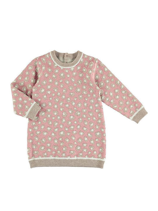Rochie pentru Copii Mânecă lungă Tricotat Animal Print Roz