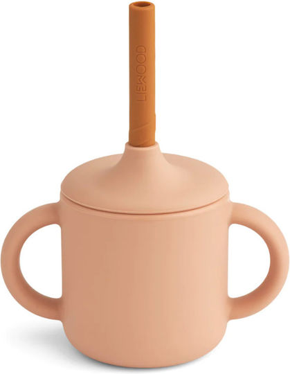 Liewood Cameron Toddler Silicone Cup with Handles and Straw 140ml for 12m+ Beige LW150031189