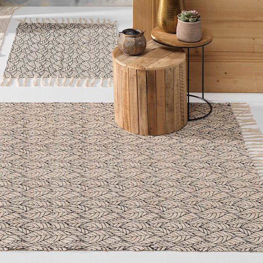 L-C Kalinda Rug Rectangular Summer Wicker with Fringes Noir