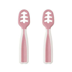 Kiokids Baby Set with First Spoons Made of Plastic for 6+ Months Pink 2 Pieces