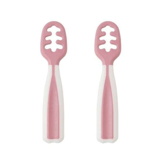 Kiokids Baby Set with First Spoons Made of Plastic for 6+ Months Pink 2 Pieces