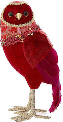 Iliadis Christmas Fabric Owl Figure Red 25x14x11cm