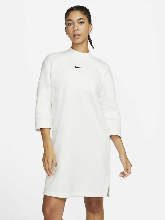 Nike Mini All Day Φόρεμα με Μανίκι 3/4 Λευκό