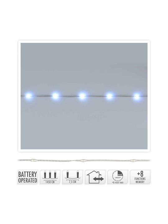 192 Светлини LED 14.5m. Хладен бял На батерия тип Лента 1бр