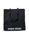 Bonjour Bitches Oversize Fabric Shopping Bag In Black Colour