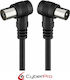 CyberPro Cablu Antenă Coaxial de sex masculin - Coaxial de sex feminin Negru 1.5m (CP-TVPAL015B-90)