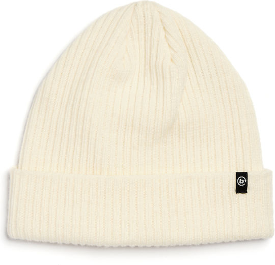 222.BU03.112 Beanie Ανδρικός Σκούφος με Rib Πλέξη σε Λευκό χρώμα