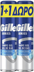 Gillette Series Moisturizing Gel Ξυρίσματος για Ευαίσθητες Επιδερμίδες 2 x 200ml