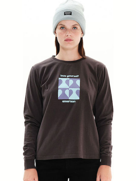 Love Yourself Women's Athletic Blouse Long Sleeve Off Black