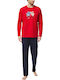 Minerva Elephants Never Forget Men's Winter Pajamas Set Red