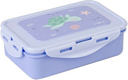 Saro Sea Friends Kids Lunch Plastic Box 0.55lt Lilac L12xW12xH5.5cm