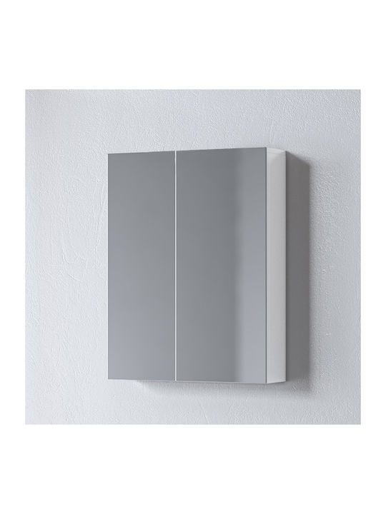 Martin Omega 50 Rechteckiger Badezimmerspiegel aus Spanplatte mit Schrank 50x65cm Weiß
