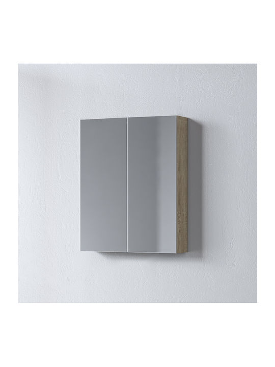 Martin Siena 55 Rechteckiger Badezimmerspiegel aus Spanplatte mit Schrank 52x65cm Sonoma
