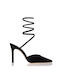 Sante Pointed Toe Stiletto Black High Heels with Strap