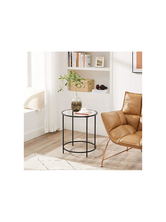 Round Black Glass Side Coffee Table W50xL50xH55cm