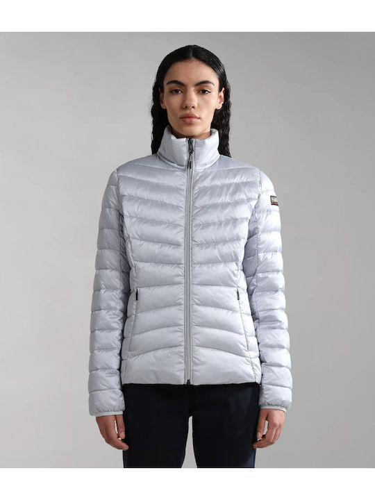 Napapijri Aerons Women's Short Puffer Jacket for Winter Grey Glacier  NP0A4GKO-H8A