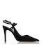 Sante Pointed Toe Black Heels with Strap